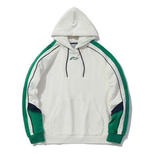 Li-Ning Sports Fashion Series Colorblock Hoodie 'White Green' AWDQ258-1