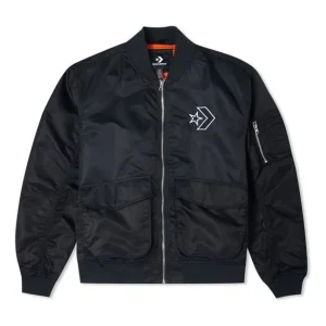 Converse SS22 Logo Loose Sports Retro aviator Jacket Unisex Black 10024169-A03