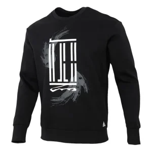 adidas Wj Swt Logo Printing Sports Round Neck Pullover Black GP0918
