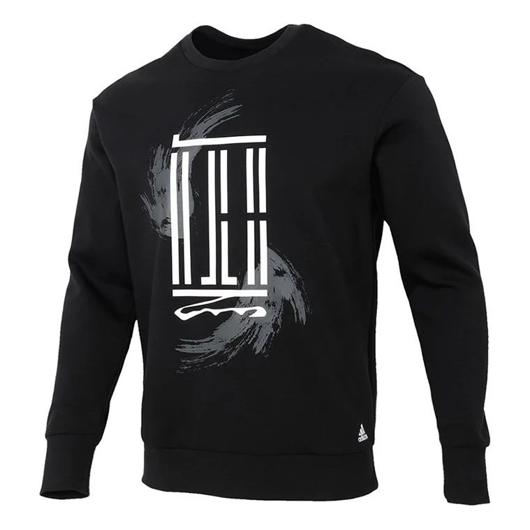 adidas Wj Swt Logo Printing Sports Round Neck Pullover Black GP0918