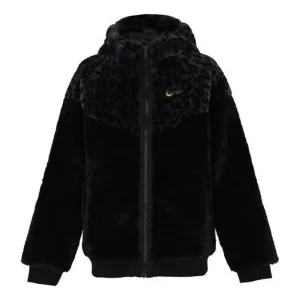 (PS) Nike Leopard print Fleece Stay Warm Hooded Jacket 'Black' DJ4408-010