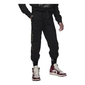 (GS) Air Jordan Take Flight Black and Gold Sweatpants 'Black' FV5680-010