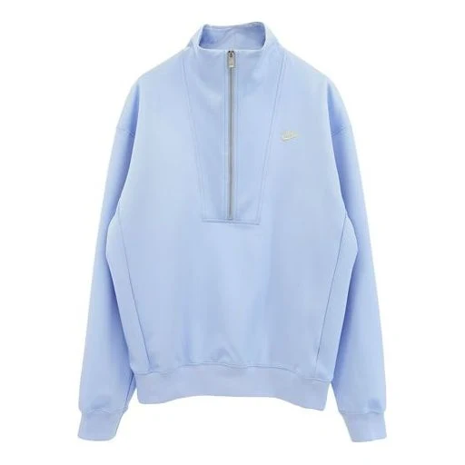 Men's Nike Back Alphabet Logo Printing Half Zipper Stand Collar Asia Edition Blue DQ4238-425