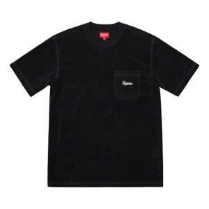Supreme SS19 Terry Pocket Tee Short Sleeve Unisex Black SUP-SS19-10572