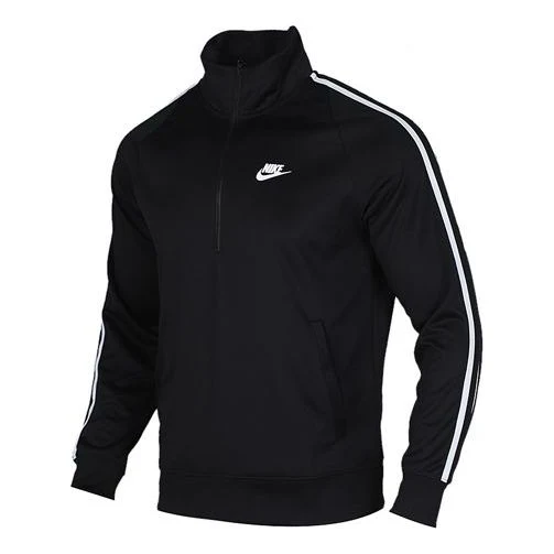 Nike Casual Half Zipper Stand Collar Sports Pullover Black CJ4393-010