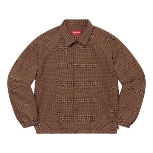 Supreme Houndstooth Logo Snap Front Jacket 'Brown' SUP-FW20-081