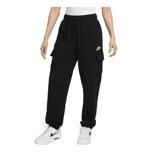 (WMNS) Nike Sportswear Club Fleece Mid-Rise Oversized Cargo Tracksuit Bottoms 'Black' DQ5197-010