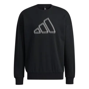 Men's adidas St Logo Sweat Logo Printing Sports Round Neck Pullover Black H39359