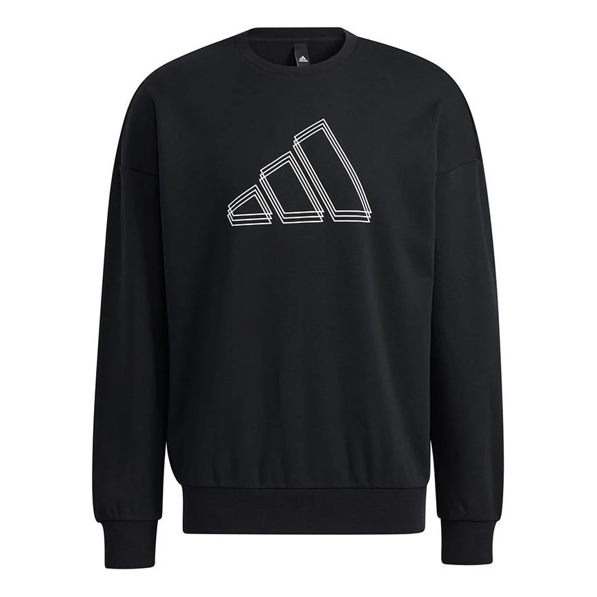 Men's adidas St Logo Sweat Logo Printing Sports Round Neck Pullover Black H39359