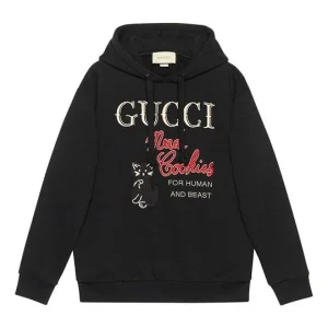 (WMNS) Gucci Mad Cookies Embroidered Hoodie 'Black' 615061-XJC0C-1082