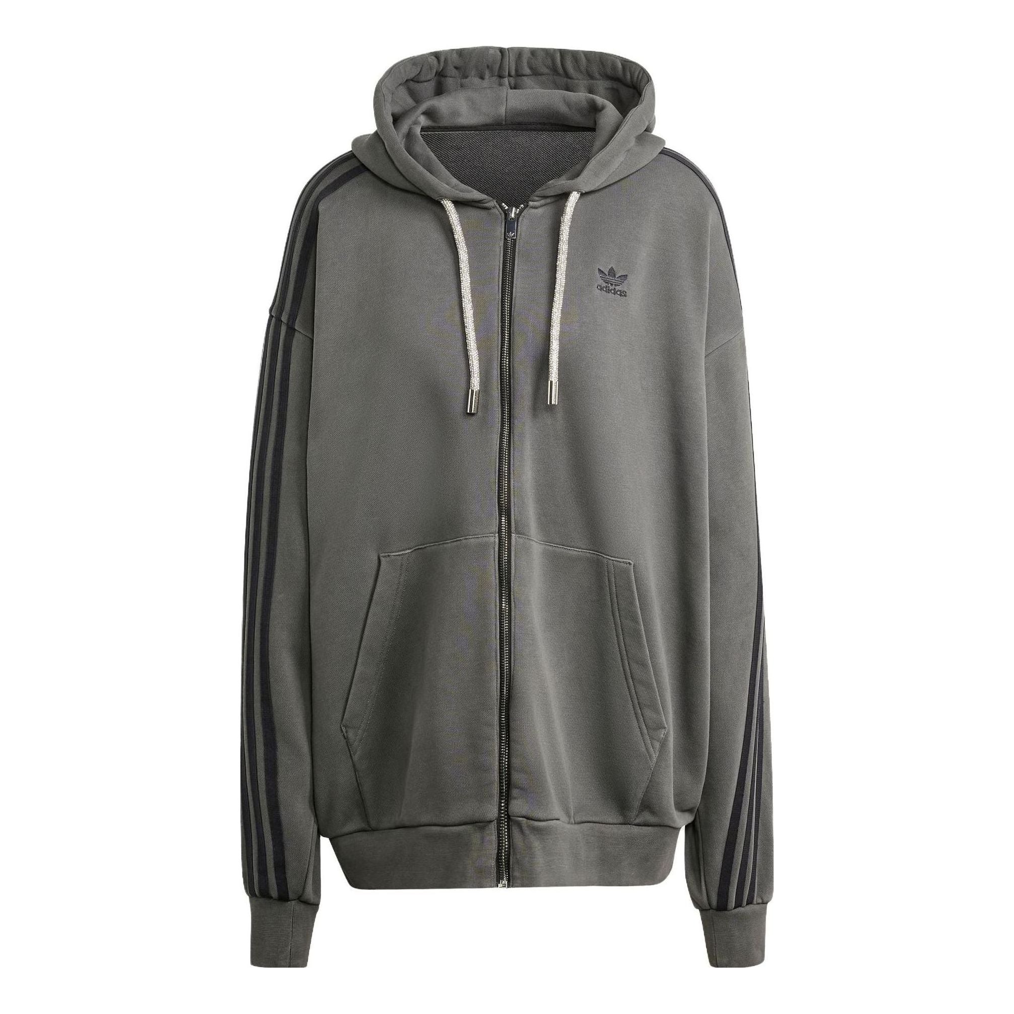 (WMNS) adidas Adilenium Oversized Full-Zip Hoodie Asia Sizing 'Grey' IV9334