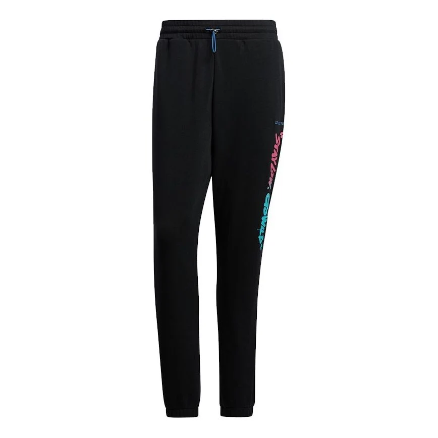Men's adidas neo Radio W TP Multi-Color Logo Sports Pants/Trousers/Joggers Black HG9042