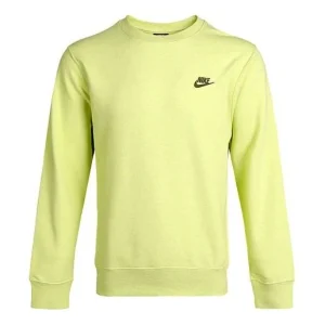 Nike Sportswear Logo Embroidered Sports Round Neck Pullover Green DA0684-352