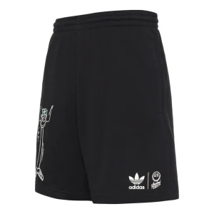 Men's adidas originals Cartoon Printing Straight Shorts Black HR7111