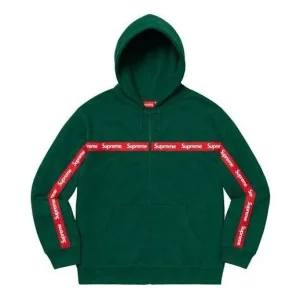Supreme Text Stripe Zip Up Hooded Sweatshirt 'Green' SUP-FW19-850