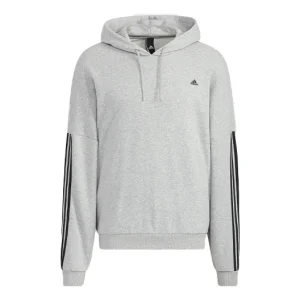 Men's adidas City Swt Pohd Solid Color Stripe Sports Gray HC9966