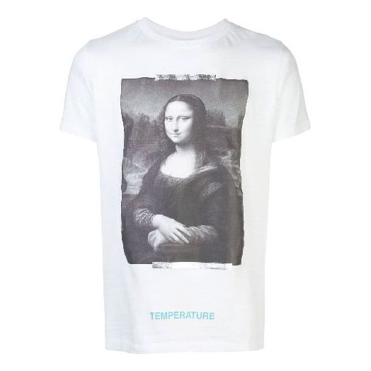 Off-White x MCA Crossover Mona Lisa Printing Round Neck Pullover Short Sleeve Slim Fit Version White OMAA002G190010170188