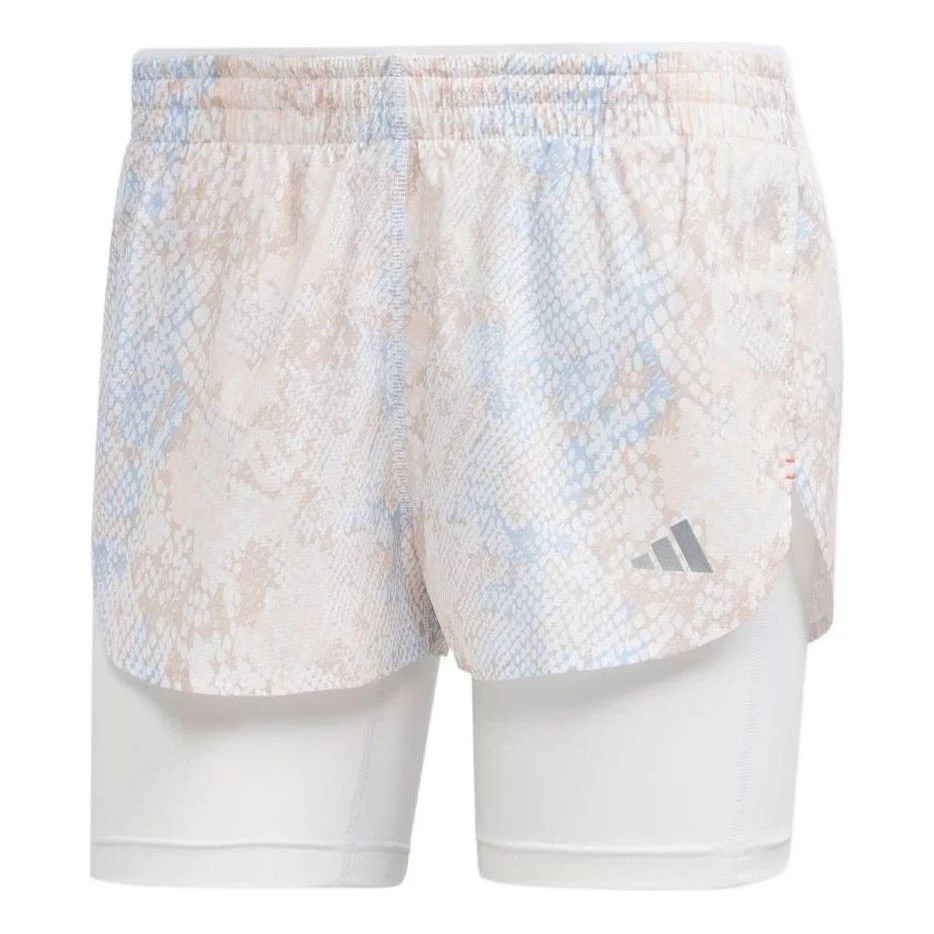 (WMNS) adidas Run Fast 2-in-1 Shorts Asia Sizing 'White' HS8614