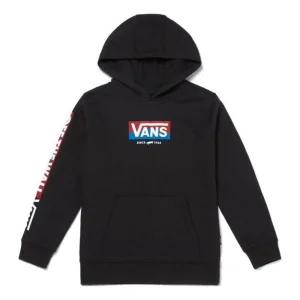 (GS) Vans Logo Printed Hoodie 'Black Red Blue' VN0A5FLZBLK