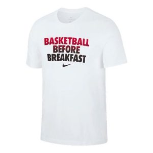 Men's Nike Printing Alphabet Short Sleeve Basketball White T-Shirt DN2985-100