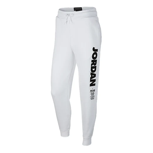 Men's Air Jordan Sportswear Legacy Alphabet Logo Printing Bundle Feet Sports Pants/Trousers/Joggers White BQ0196-100