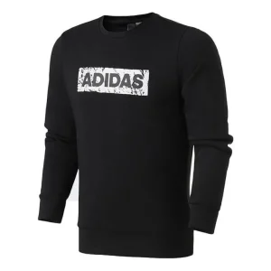 Men's adidas Printing Alphabet Round Neck Pullover Long Sleeves Black DW4601