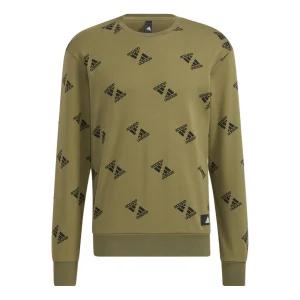 adidas Fi Bp1 Aop Swt Full Print Logo Sports Round Neck Pullover Couple Style Green HE7448