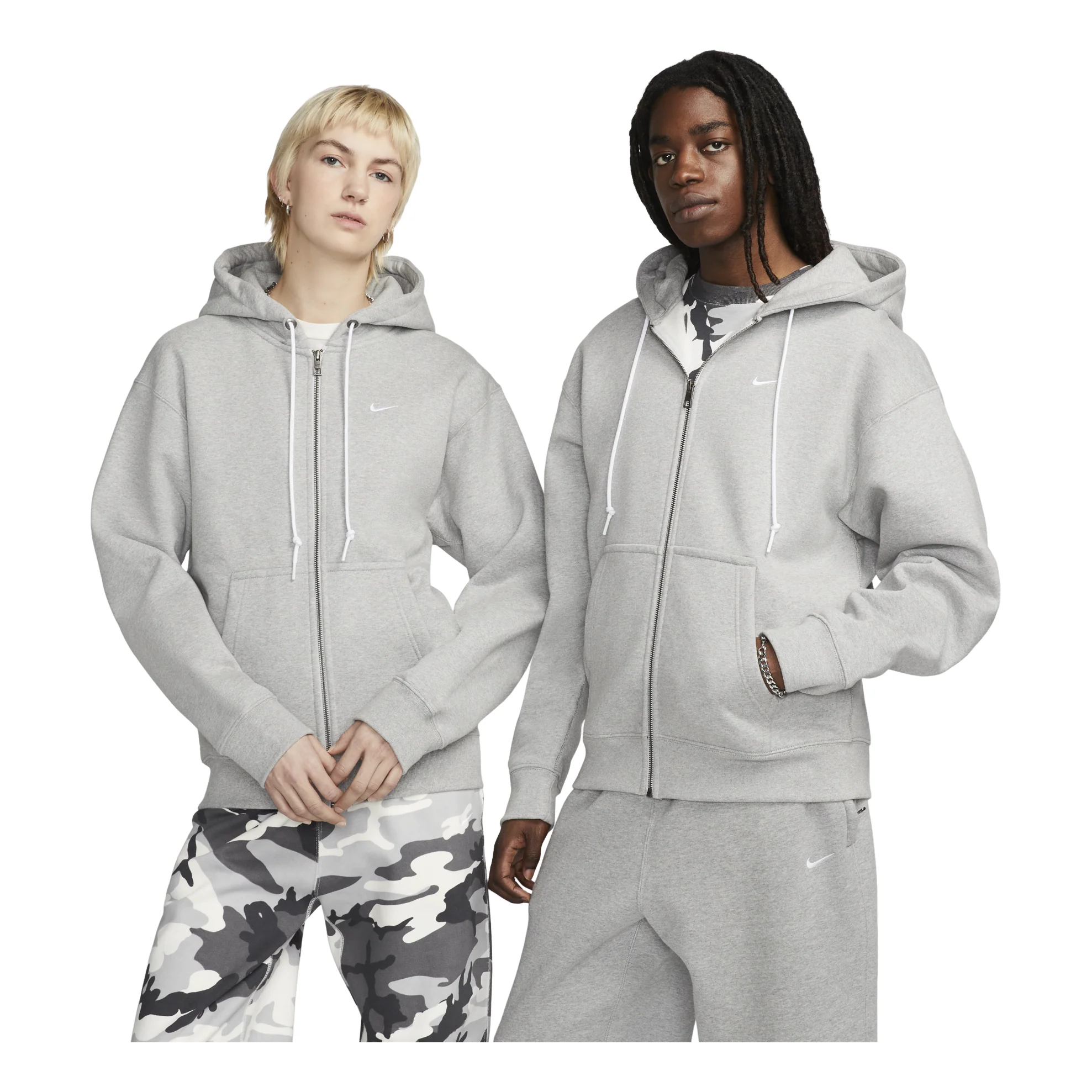 Nike Solo Swoosh Full-Zip Hoodie 'Grey Heather & White' DR0403-063
