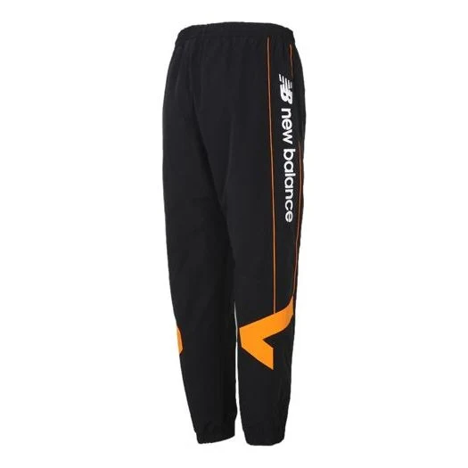 New Balance Logo Print Pants Asia Sizing 'Black Orange' AMP11328-BK