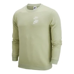 Men's Nike Nsw Logo Printing Round Neck Pullover Sports Light Olive Green DV7381-371