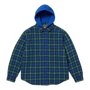 Supreme Tartan Flannel Hooded Shirt 'Blue' SUP-FW23-232