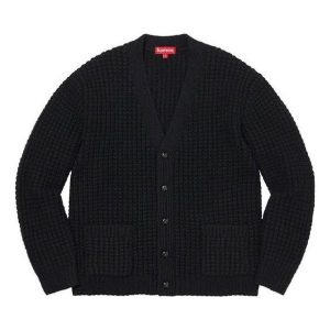 Supreme FW21 Waffle Knit Cardigan Jacket 'Black' SUP-FW21-056