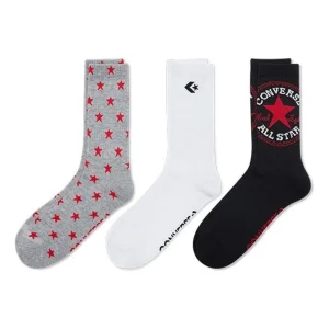 Converse Logo Patterns Quarter Socks 'Black Grey White' 10023575-A01