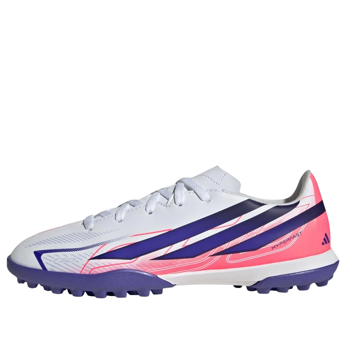 (GS) adidas F50 Hyperfast Club TF 'Cloud White Solar Purple' KK1368