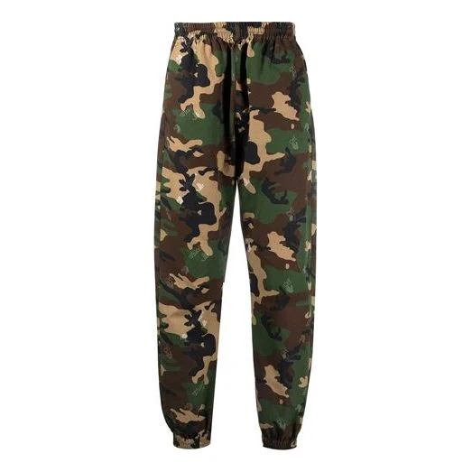 Off-White SS21 Printing Logo Sports Long Pants Camouflage OMCA164S21FAB0025600
