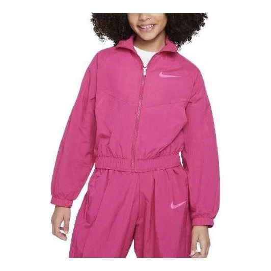 (GS) Nike Sportswear Logo Woven Jacket 'Fireberry' FB1267-615