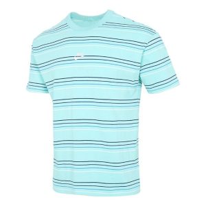 Men's Nike Sportswear Embroidered Logo Stripe Loose Knit Sports Short Sleeve Blue Green T-Shirt DB6532-307