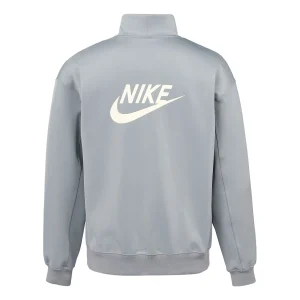 Men's Nike Back Alphabet Logo Printing Half Zipper Stand Collar Long Sleeves Jacket Milky Gray DQ4238-073