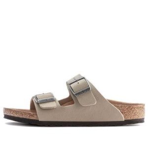 (PS) Birkenstock Arizona Kids Vegan Birko-Flor Birkibuc Narrow Fit 'Faded Khaki' 1023408