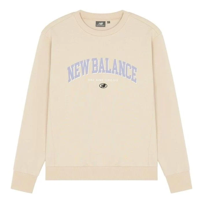 New Balance Logo Printing Round Neck Pullover Couple Style Creamy White 5CC17083-BEI