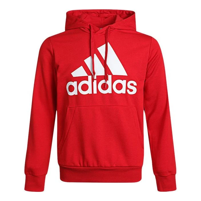 adidas M Bl Ft Hd logo Printing Drawstring Sports Pullover Red GV0249