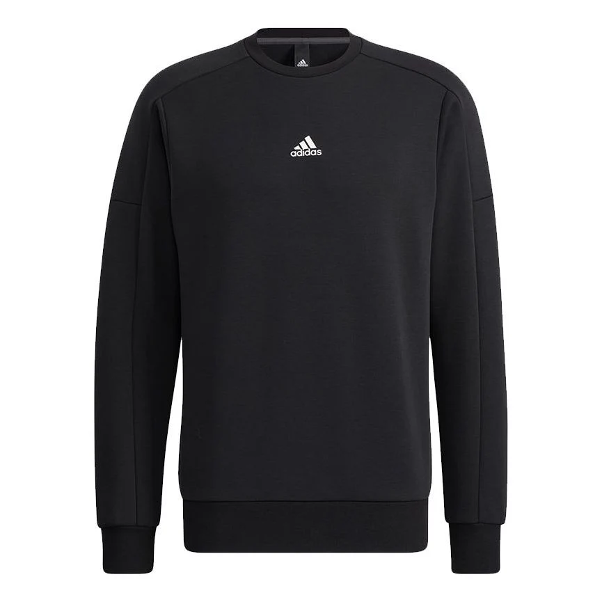 Men's adidas Crew Sweat Logo Printing Round Neck Pullover Black HD0349