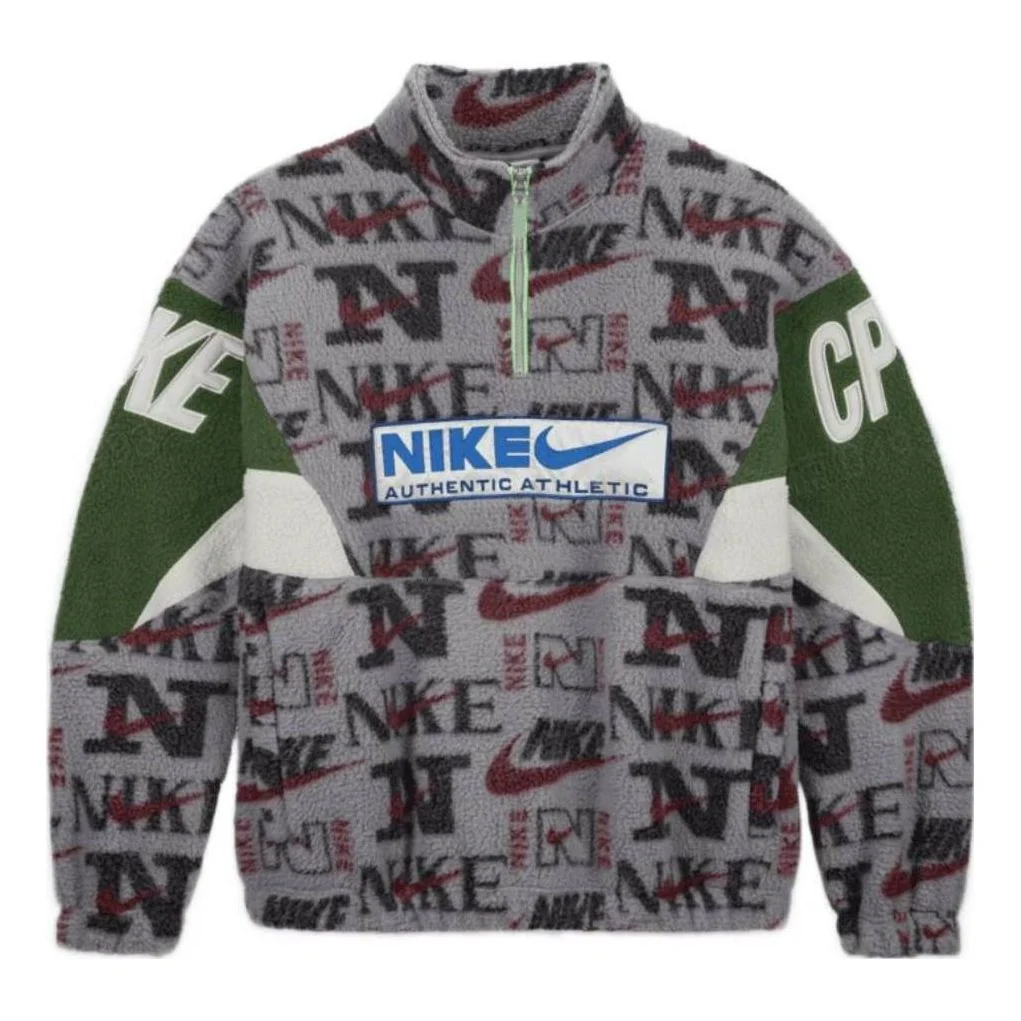 Nike Half-Zip logo fleece top 'Grey Green' DM4961-012