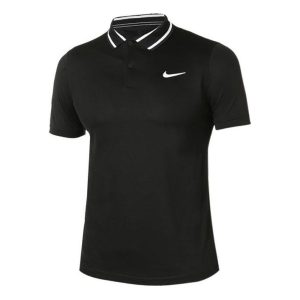 Nike Casual Sports Logo Pattern Printing Short Sleeve Polo Shirt Black CW6848-010