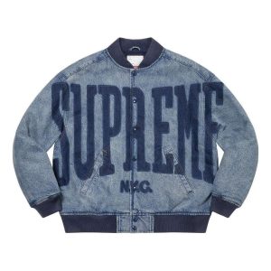 Supreme Washed Knockout Denim Varsity Jacket 'Teal' SUP-SS23-171