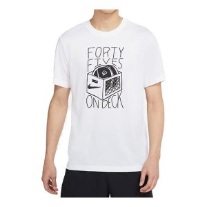 Nike Dri-FIT Sports Training Printing Pattern Quick Dry Round Neck Short Sleeve White DA0612-100