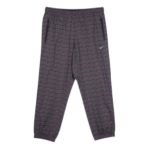 Men's Nike Jacquard Logo Pattern Bundle Feet Woven Casual Pants/Trousers Dark Red CJ0804-010