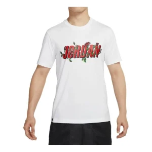 Air Jordan Brand Sorry Alphabet Logo Printing Round Neck Short Sleeve White DQ7389-100