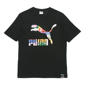 PUMA Intl Tee Multi-Color Logo Printing Sports Round Neck Short Sleeve Black 532274-51