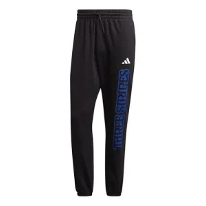 adidas 3-Stripes Graphic logo Printing Casual Bundle Feet Sports Pants Black FR6603